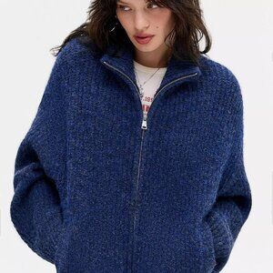 Urbanoutfitters | UO Finn Funnel Neck Zip-Through Cardigan | Navy size S/M/L/XL